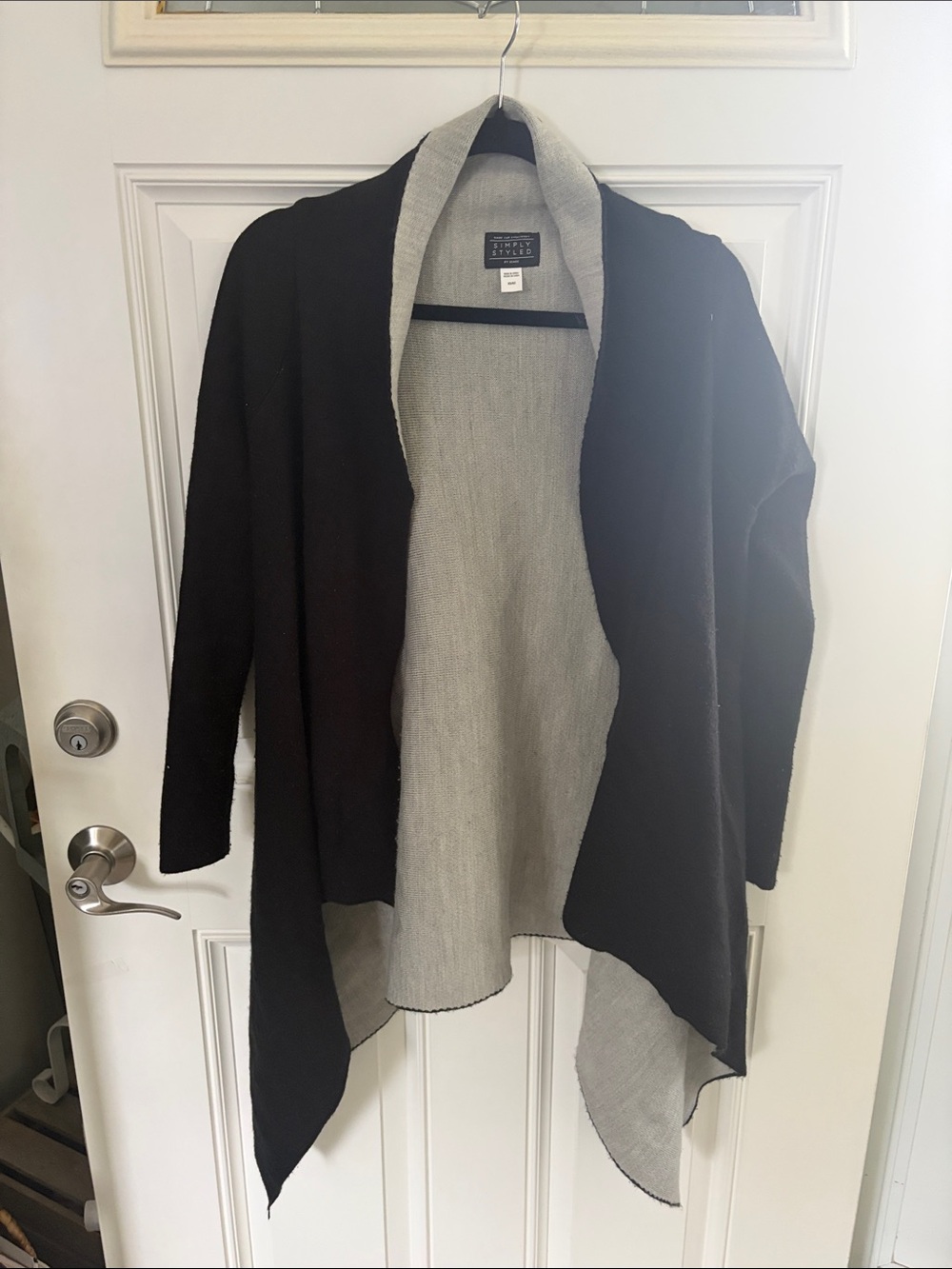 Open-Front Cardigan - Black & Light Gray